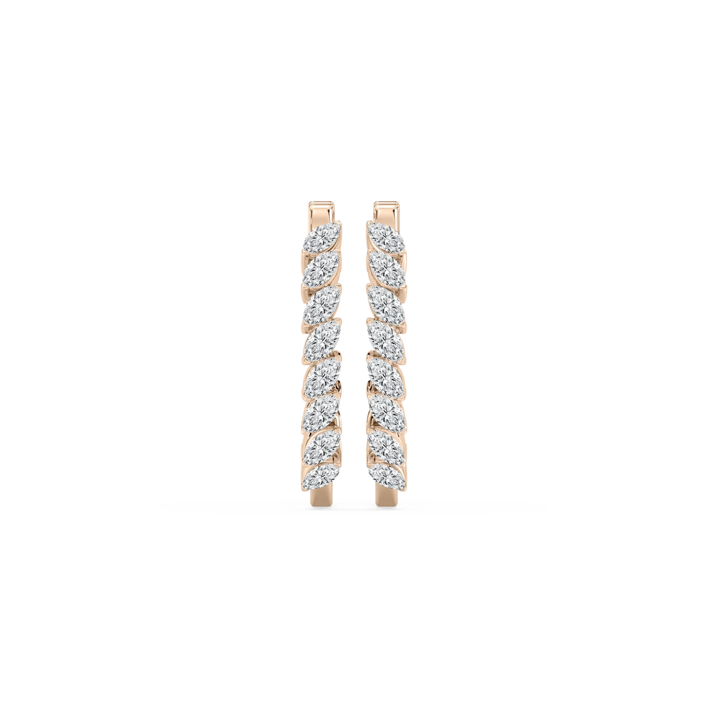 1 ½ ctw Marquise LGD Hoop Earrings - 14K Rose Gold / F-VS2