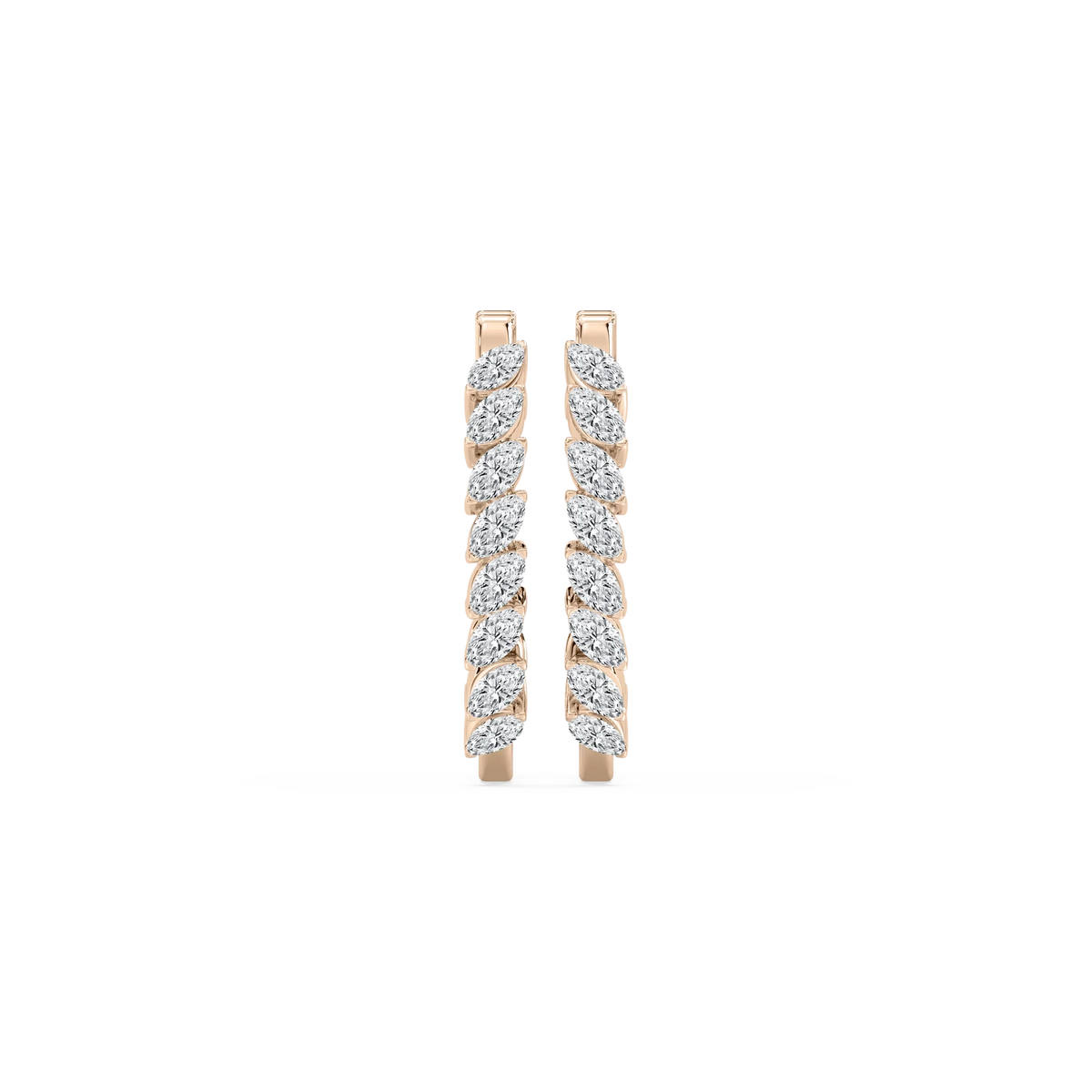 1 ½ ctw Marquise LGD Hoop Earrings - 14K Rose Gold / F-VS2