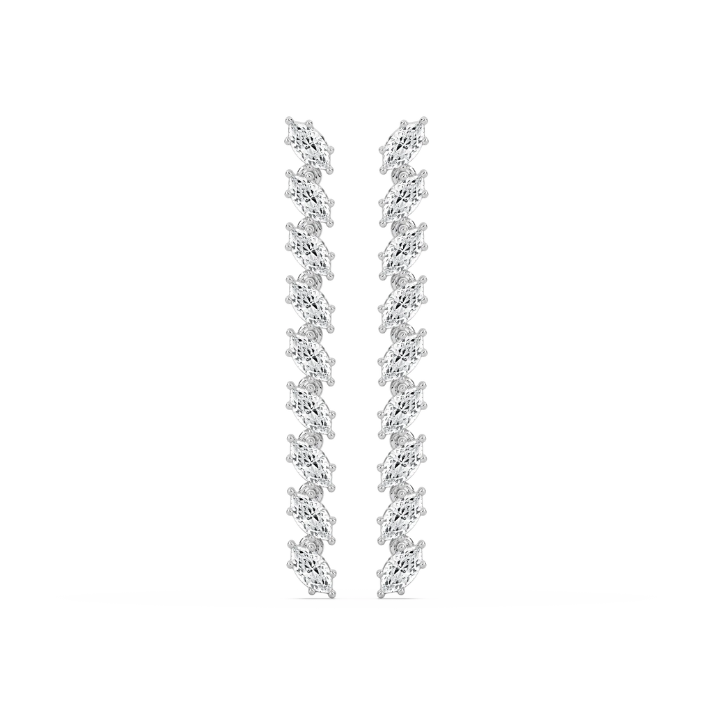 1/8 ctw Marquise LGD Drop Earrings - 14K White Gold