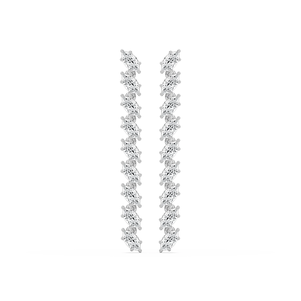 1/8 ctw Marquise LGD Drop Earrings - 14K White Gold