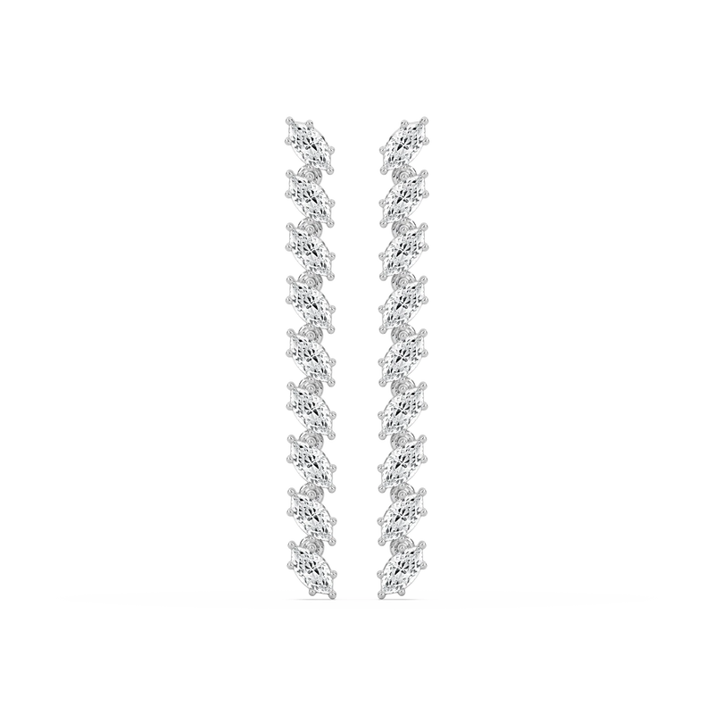 1/8 ctw Marquise LGD Drop Earrings - 14K White Gold