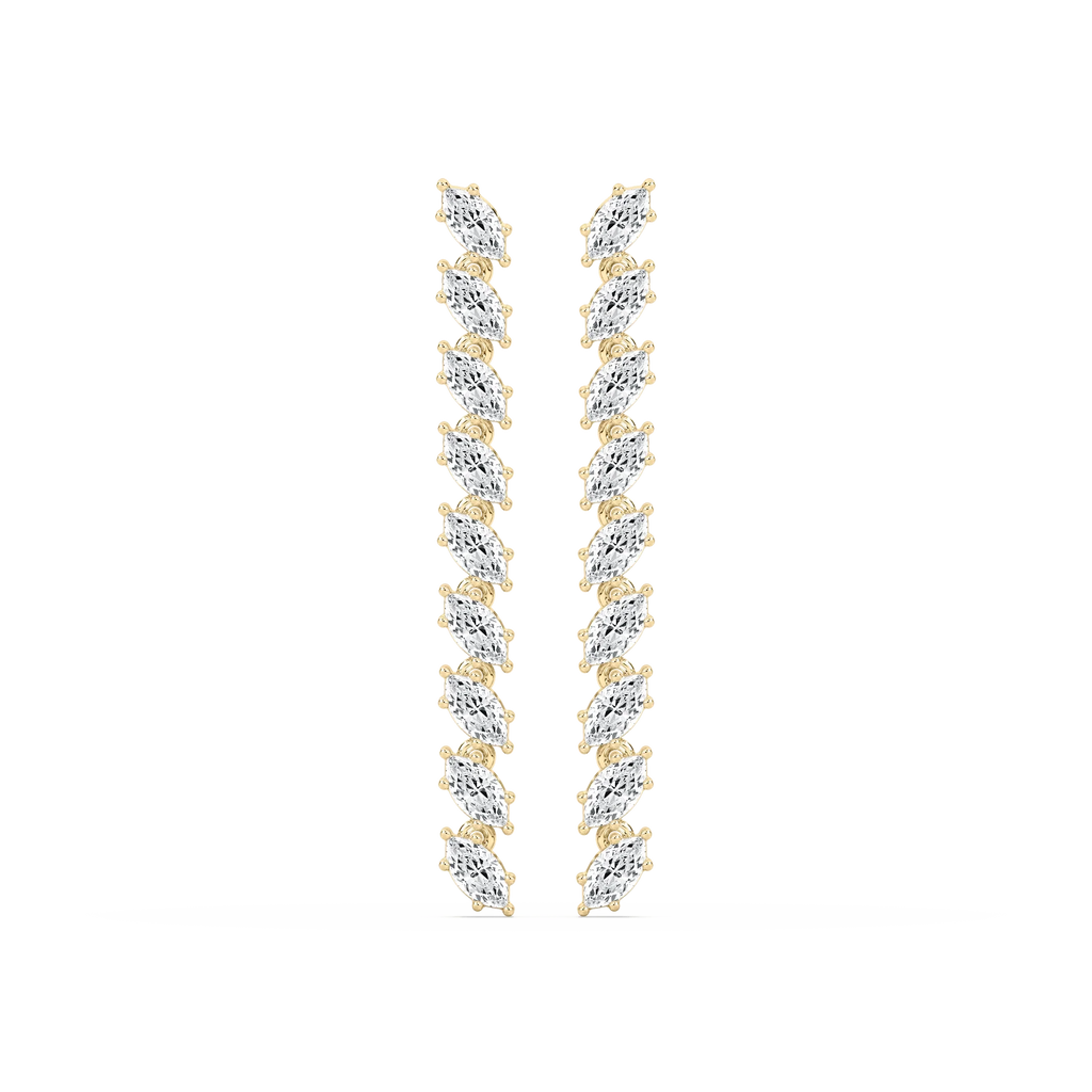 1/8 ctw Marquise LGD Drop Earrings - 14K Yellow Gold
