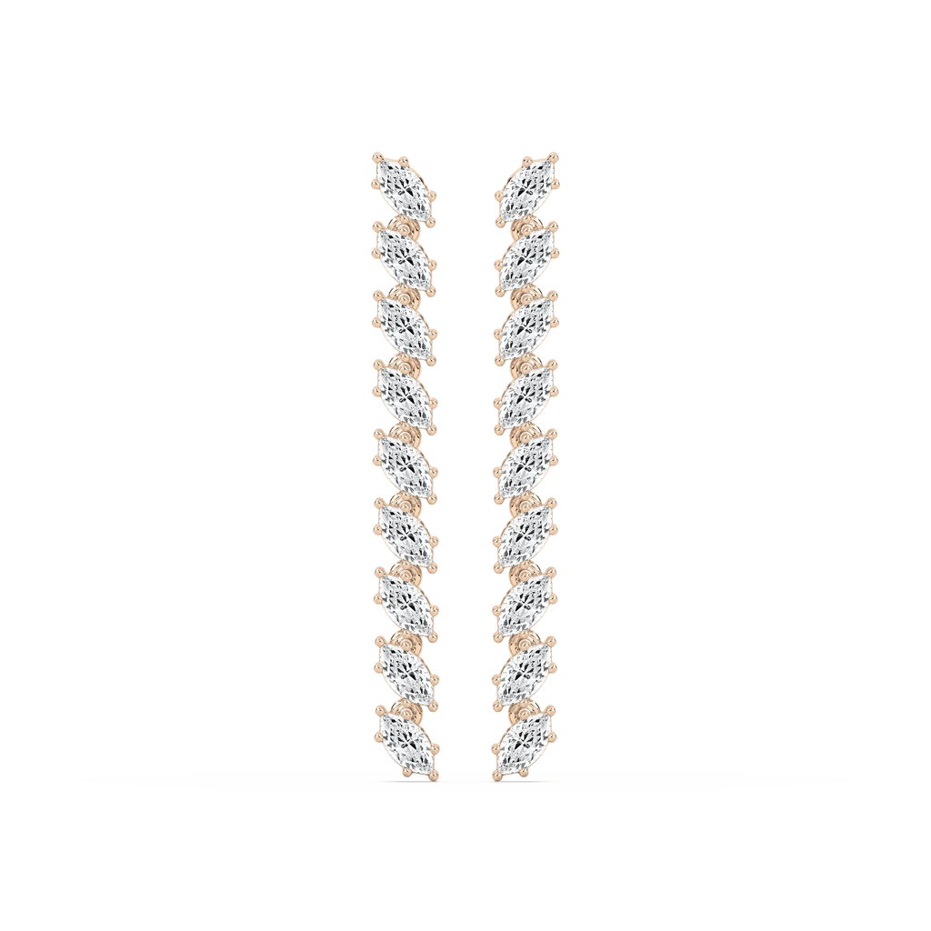 1/8 ctw Marquise LGD Drop Earrings - 14K Rose Gold
