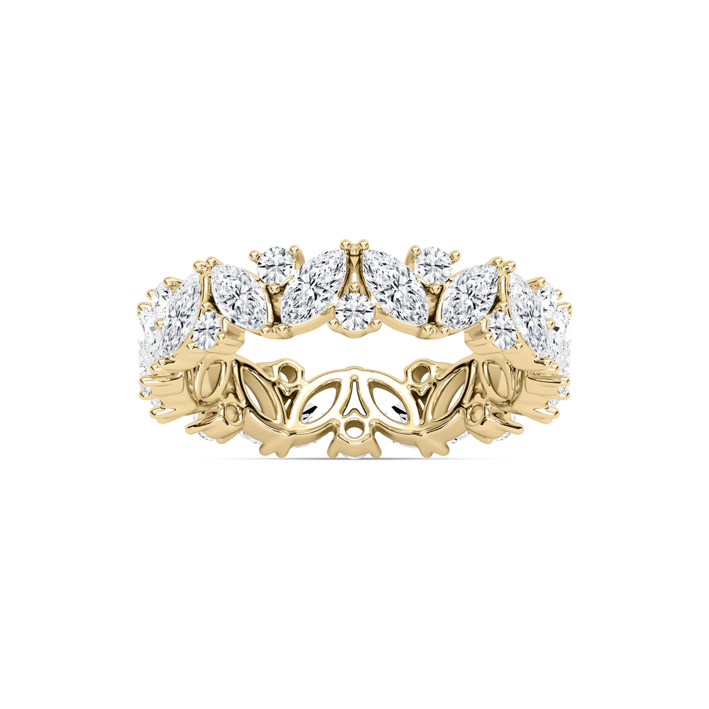 Janet 2 ⅜ ctw Marquise and Round LGD Nature Inspired Eternity Band - 14K Yellow Gold