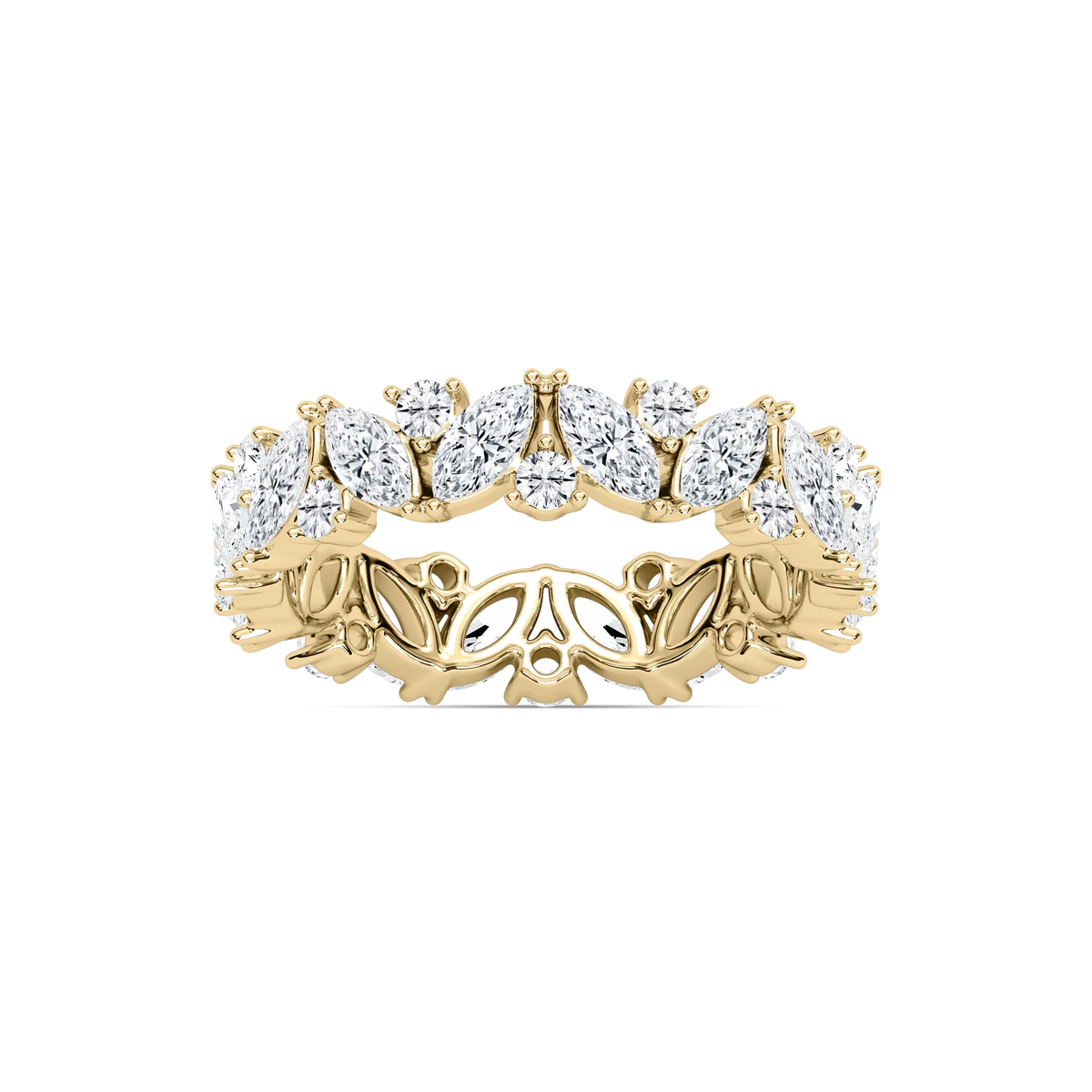 Janet 2 ⅜ ctw Marquise and Round LGD Nature Inspired Eternity Band - 14K Yellow Gold