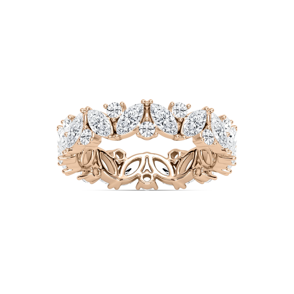 Janet 2 ⅜ ctw Marquise and Round LGD Nature Inspired Eternity Band - 14K Rose Gold