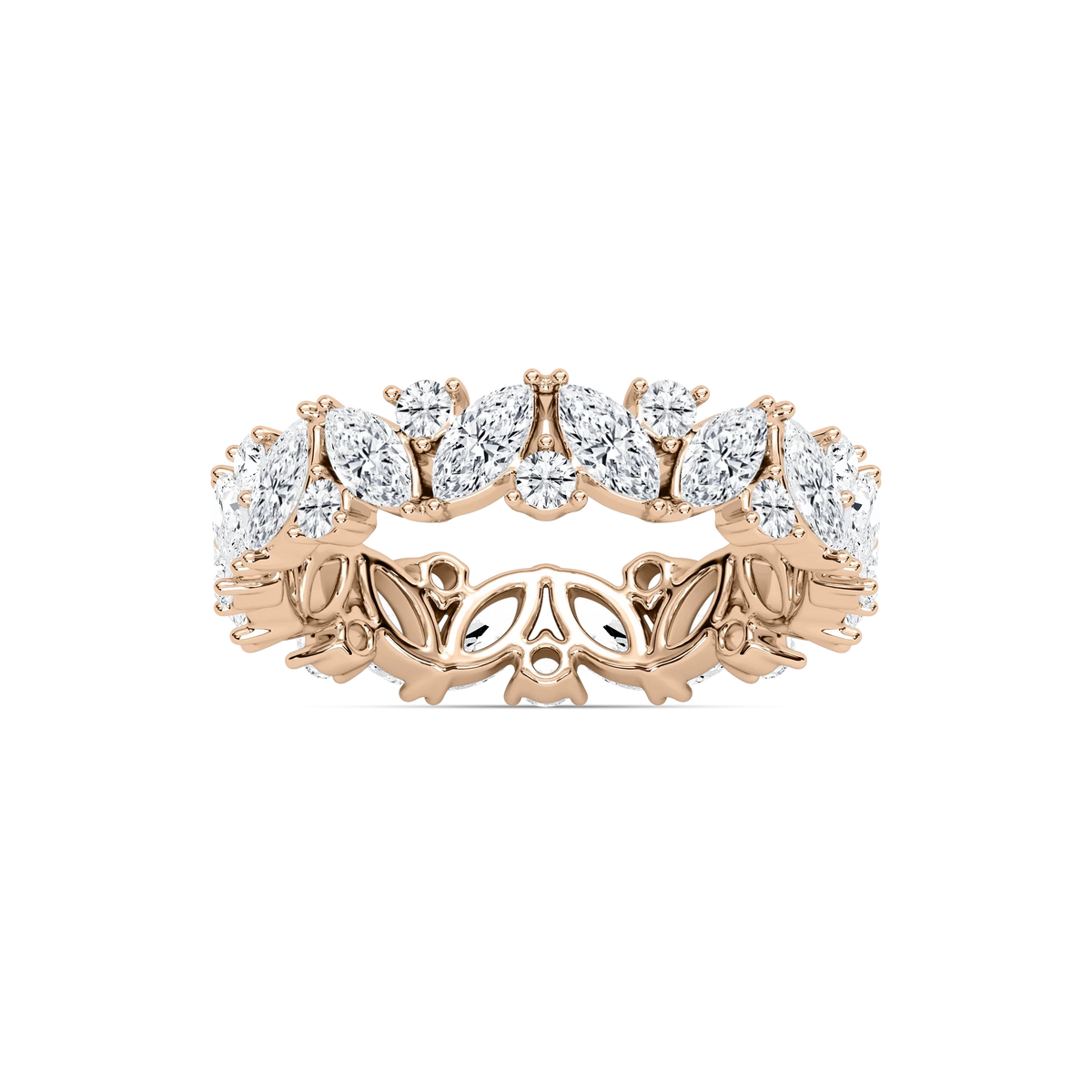 Janet 2 ⅜ ctw Marquise and Round LGD Nature Inspired Eternity Band - 14K Rose Gold