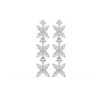 1 ⅝  ctw Marquise & Round LGD Floral Dangle Earrings - 14K White Gold