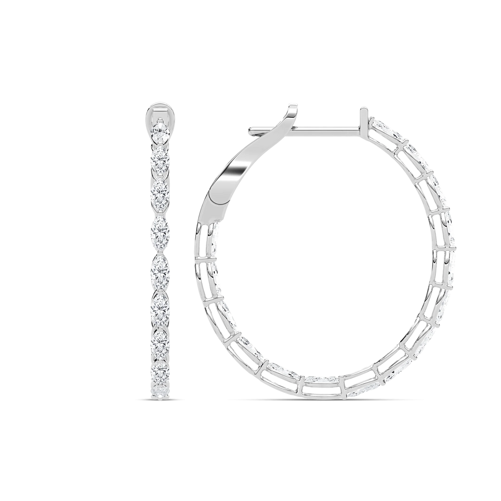 4 ¹⁄₂ ctw Marquise LGD Inside Out Hoop Earrings - 14K White Gold / F-VS2
