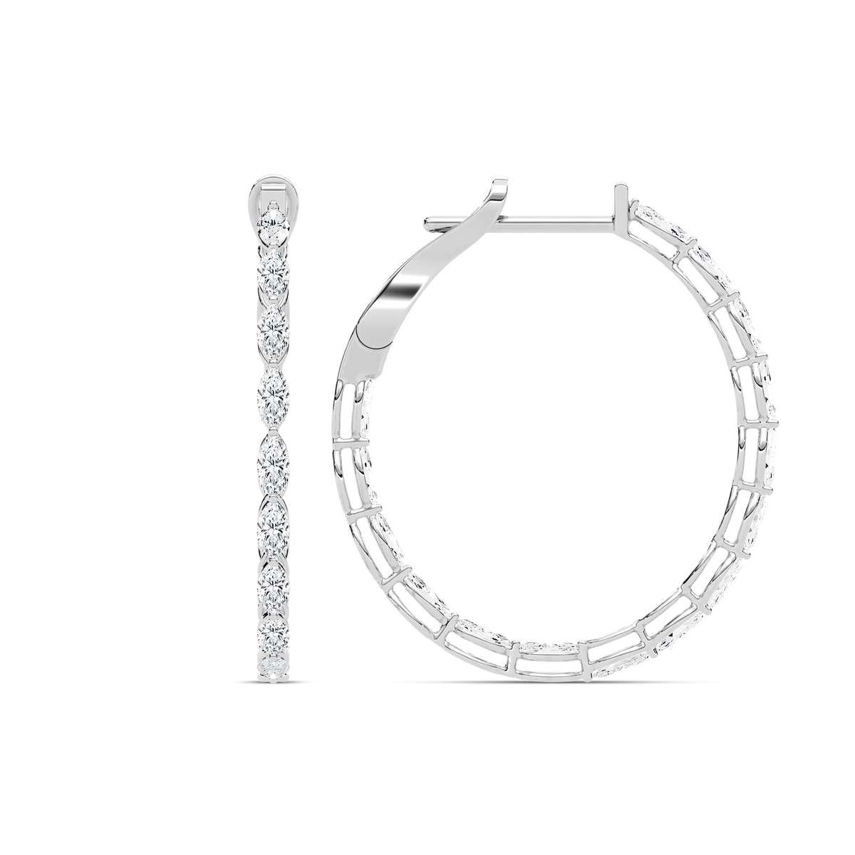 4 ¹⁄₂ ctw Marquise LGD Inside Out Hoop Earrings - 14K White Gold / F-VS2