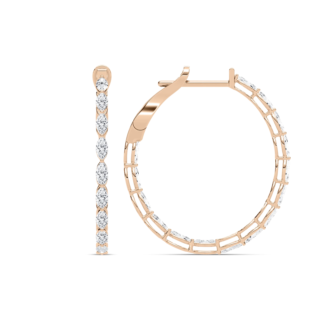 4 ¹⁄₂ ctw Marquise LGD Inside Out Hoop Earrings - 14K Rose Gold / F-VS2