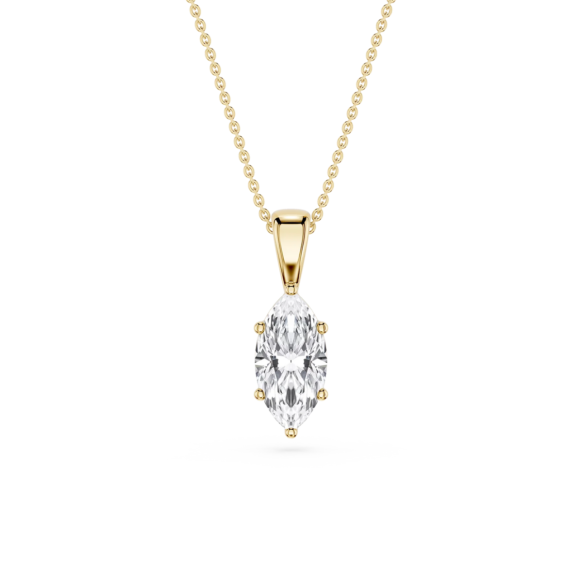 Marquise LGD 6-Prong Bail Solitaire Pendant - 16 to 18 Inches