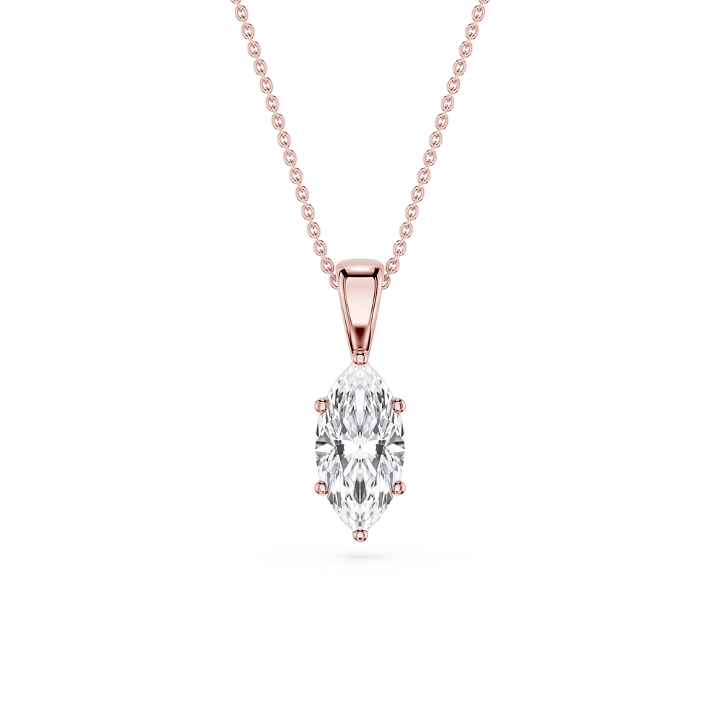 Marquise LGD 6-Prong Bail Solitaire Pendant - 16 to 18 Inches