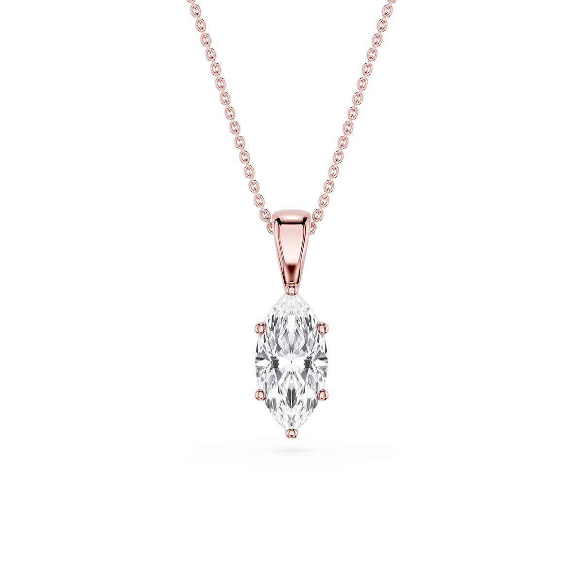 Marquise LGD 6-Prong Bail Solitaire Pendant - 16 to 18 Inches