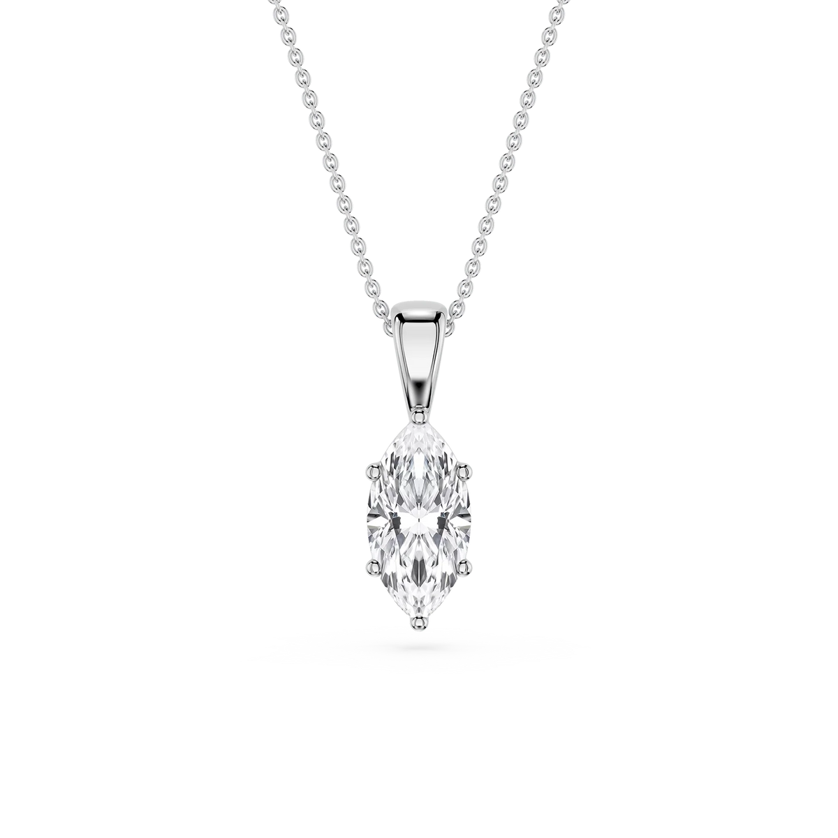 Marquise LGD 6-Prong Bail Solitaire Pendant - 16 to 18 Inches