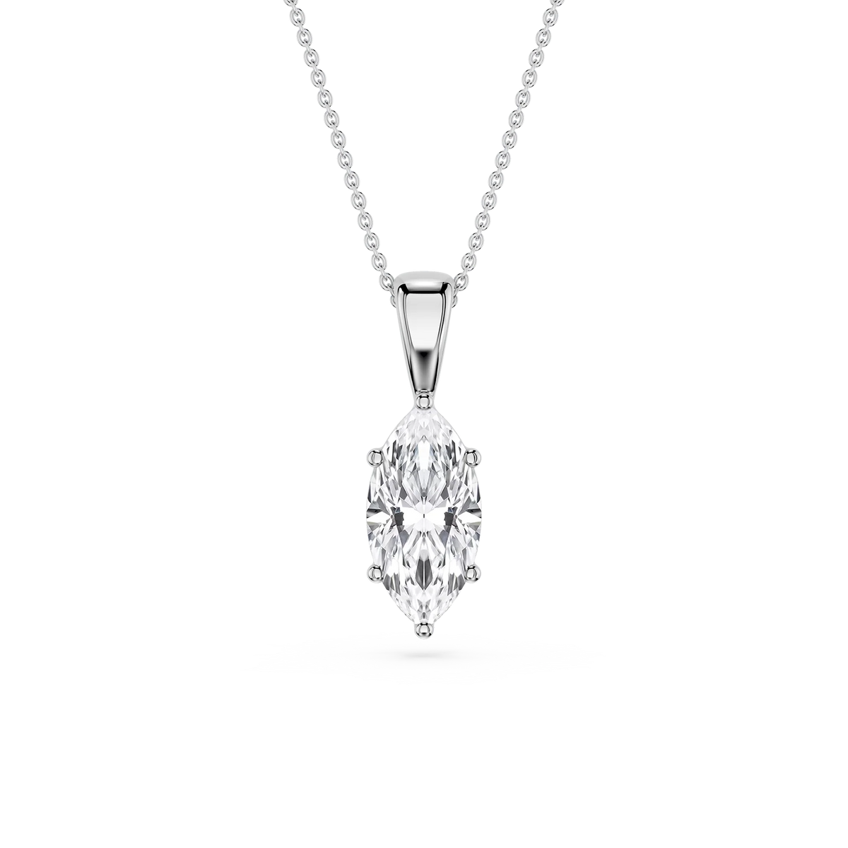Marquise LGD 6-Prong Bail Solitaire Pendant - 16 to 18 Inches