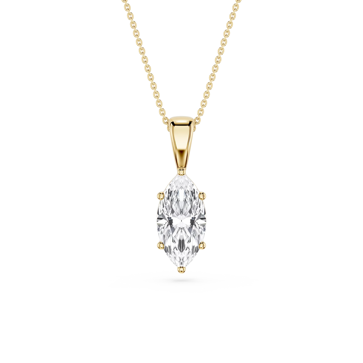 Marquise LGD 6-Prong Bail Solitaire Pendant - 16 to 18 Inches