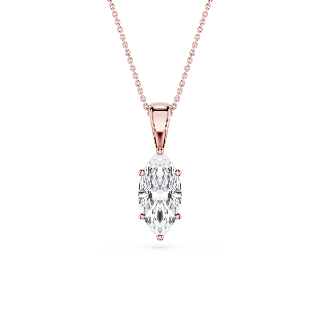 Marquise LGD 6-Prong Bail Solitaire Pendant - 16 to 18 Inches
