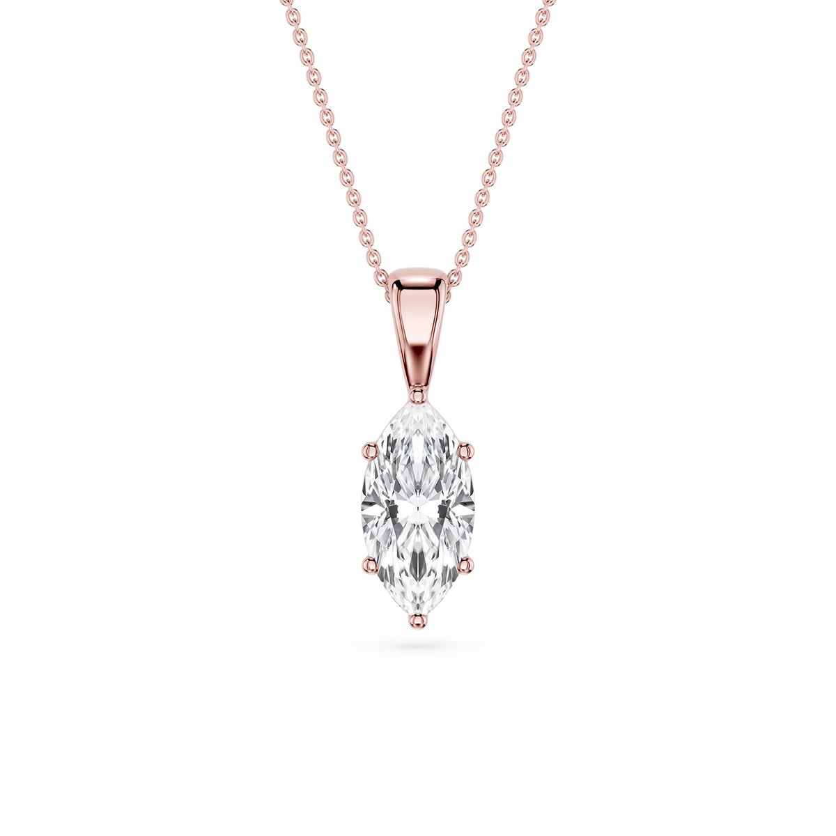 Marquise LGD 6-Prong Bail Solitaire Pendant - 16 to 18 Inches