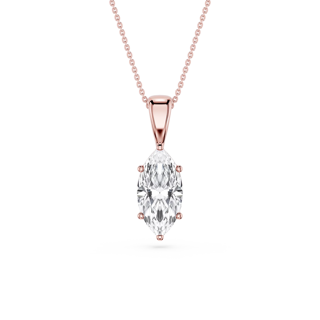 Marquise LGD 6-Prong Bail Solitaire Pendant - 16 to 18 Inches