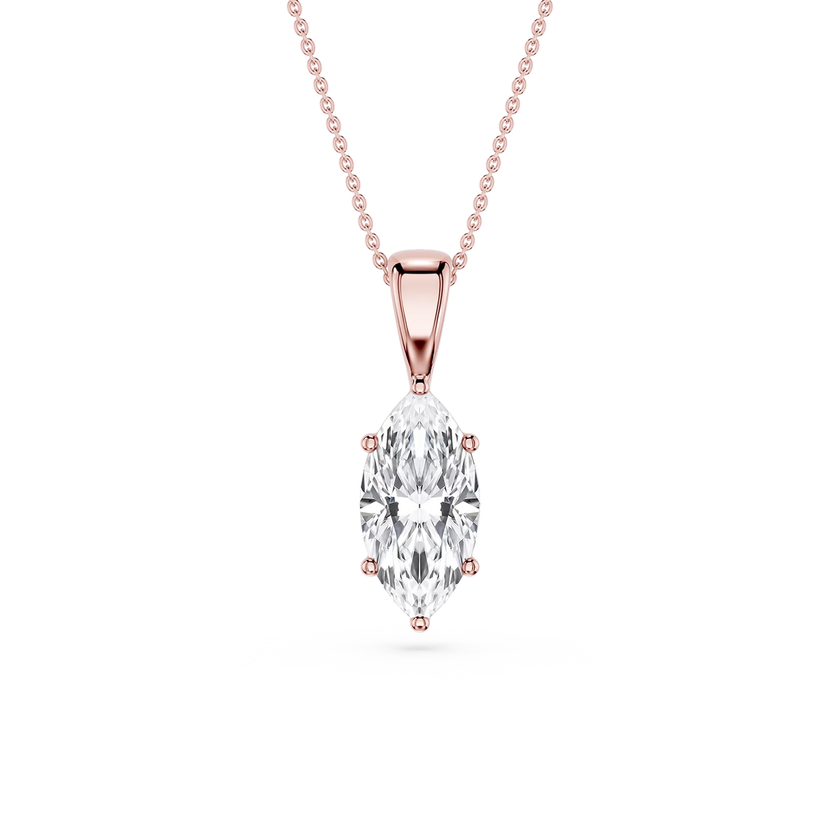 Marquise LGD 6-Prong Bail Solitaire Pendant - 16 to 18 Inches