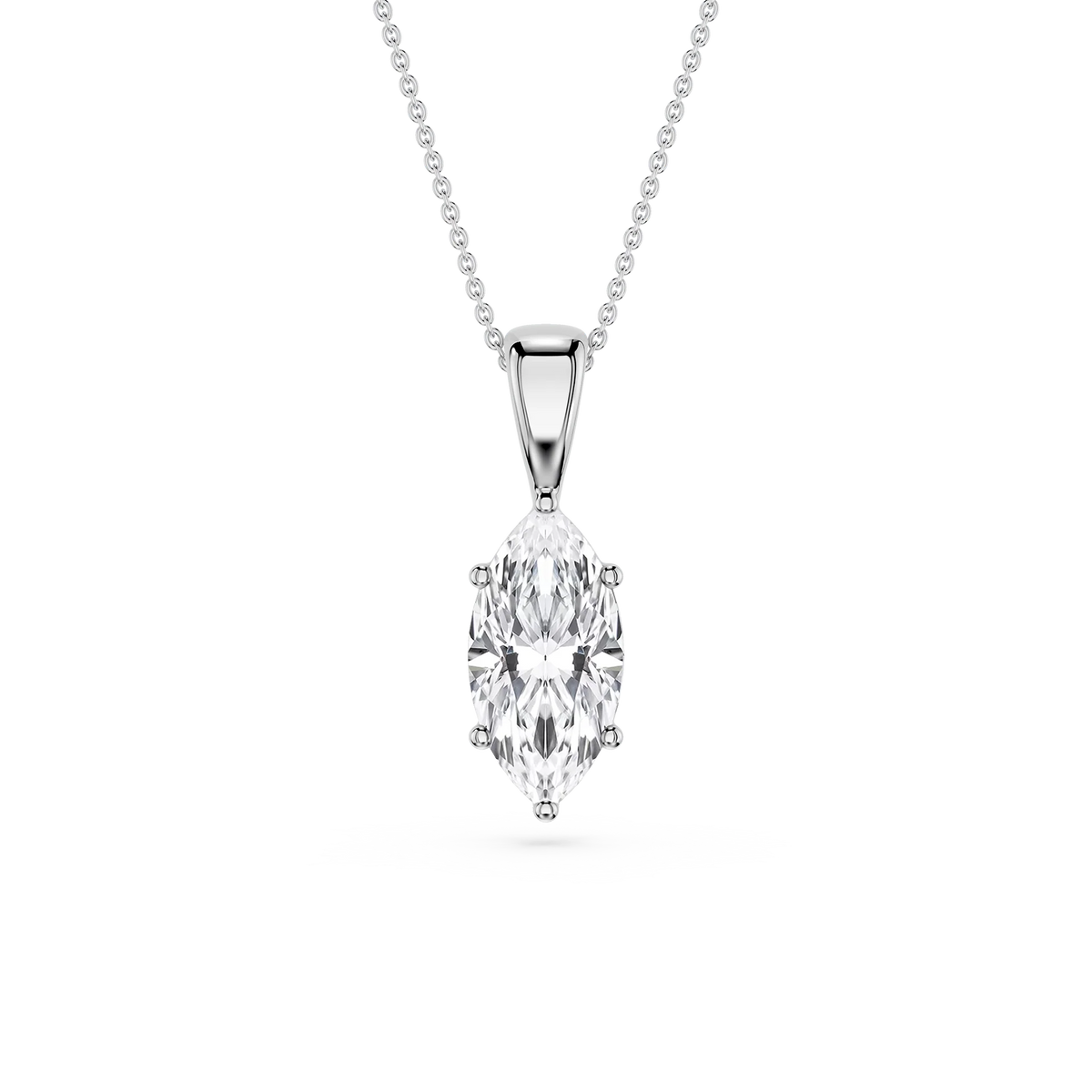 Marquise LGD 6-Prong Bail Solitaire Pendant - 16 to 18 Inches