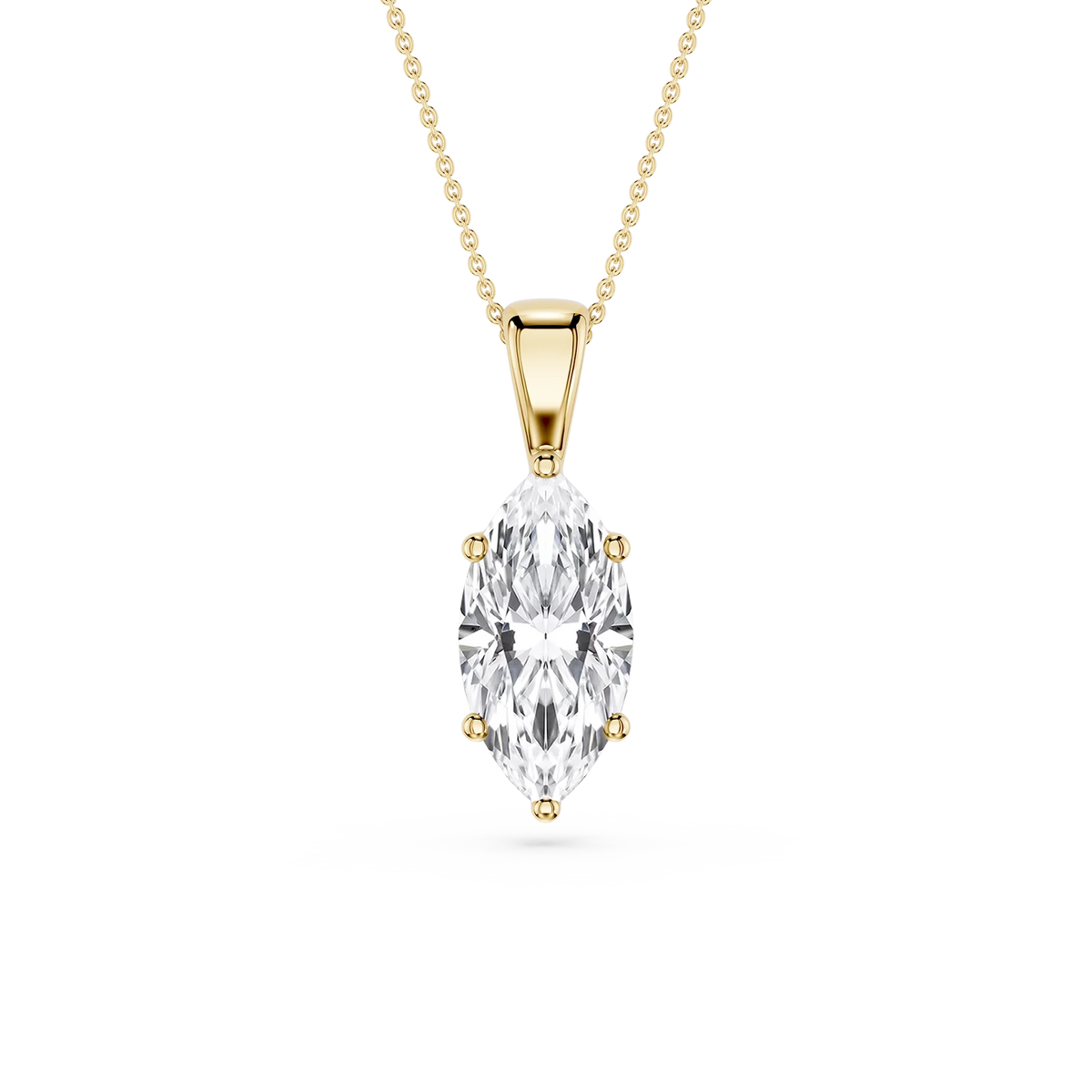 Marquise LGD 6-Prong Bail Solitaire Pendant - 16 to 18 Inches