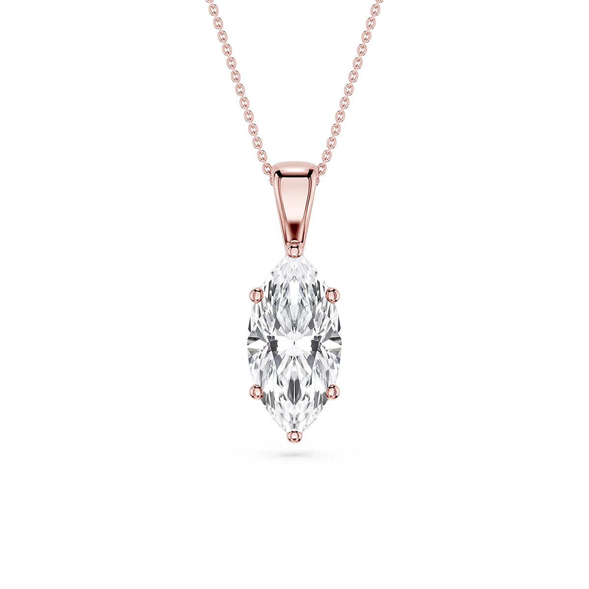 Marquise LGD 6-Prong Bail Solitaire Pendant - 16 to 18 Inches