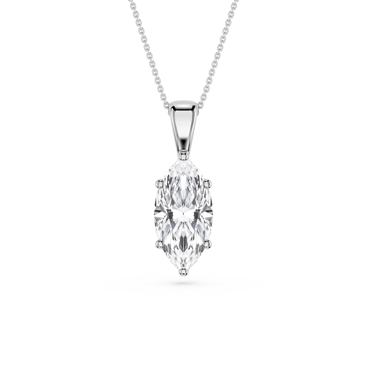 Marquise LGD 6-Prong Bail Solitaire Pendant - 16 to 18 Inches
