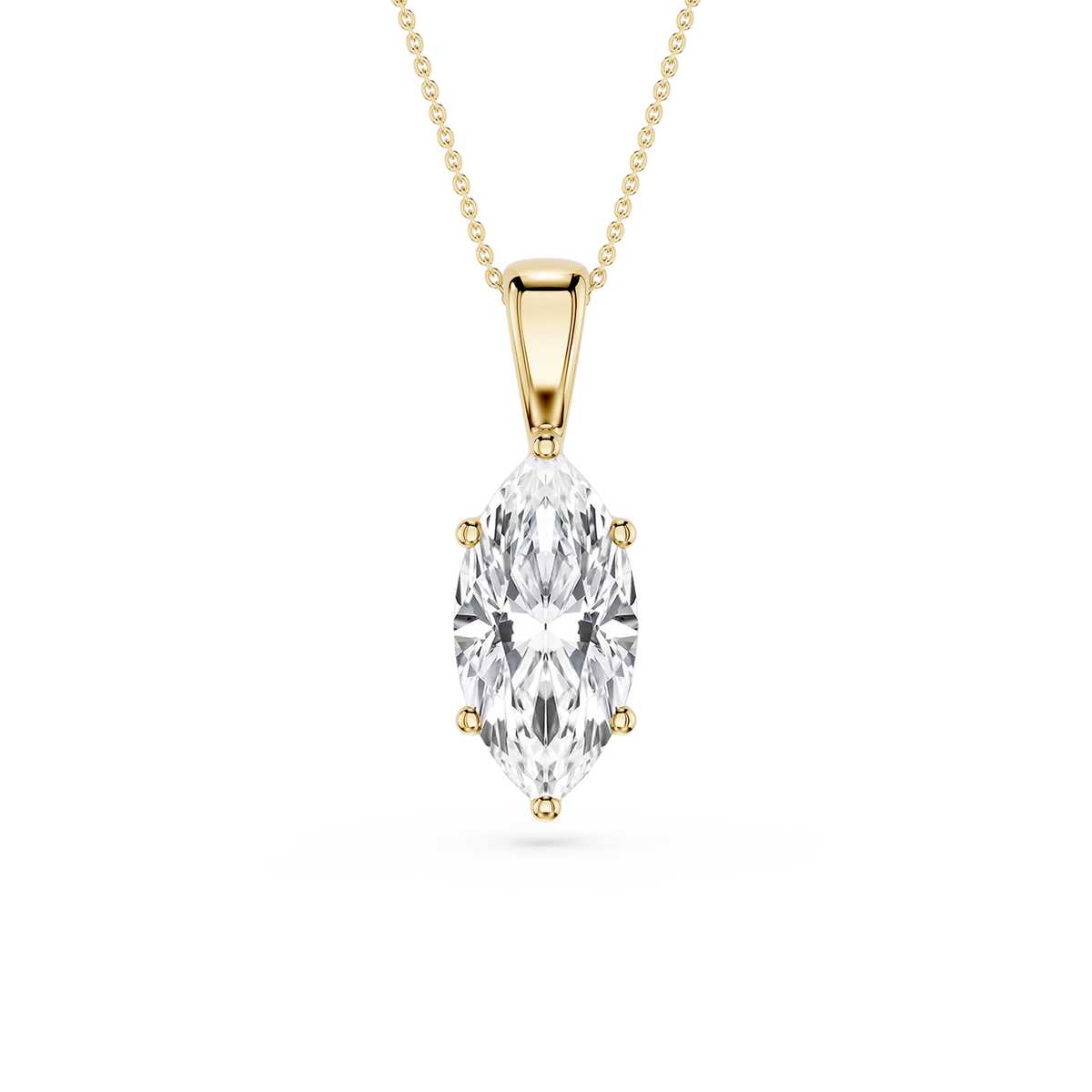 Marquise LGD 6-Prong Bail Solitaire Pendant - 16 to 18 Inches