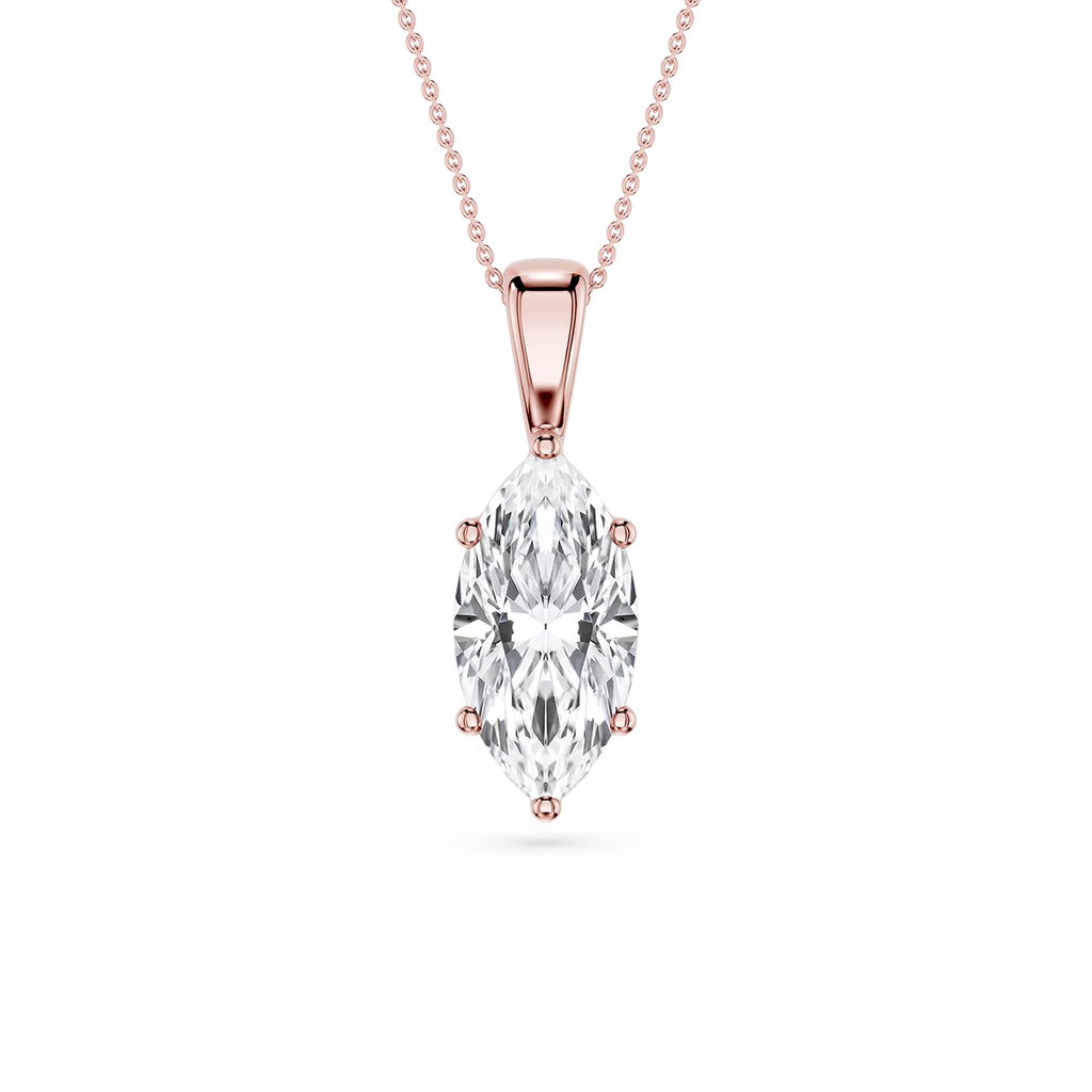 Marquise LGD 6-Prong Bail Solitaire Pendant - 16 to 18 Inches