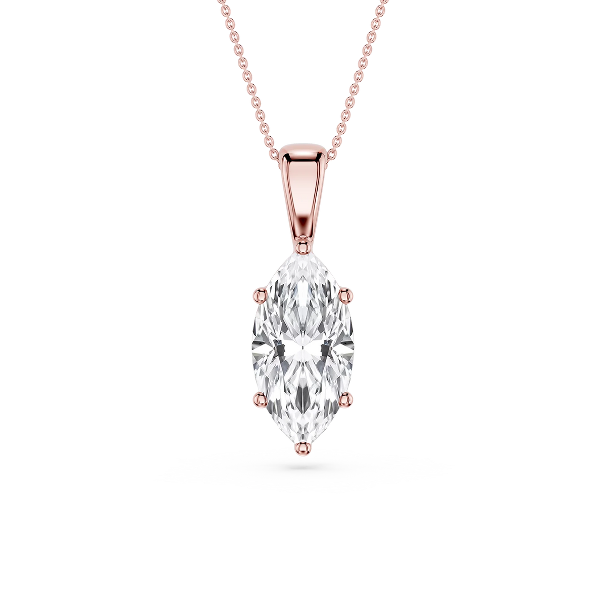 Marquise LGD 6-Prong Bail Solitaire Pendant - 16 to 18 Inches