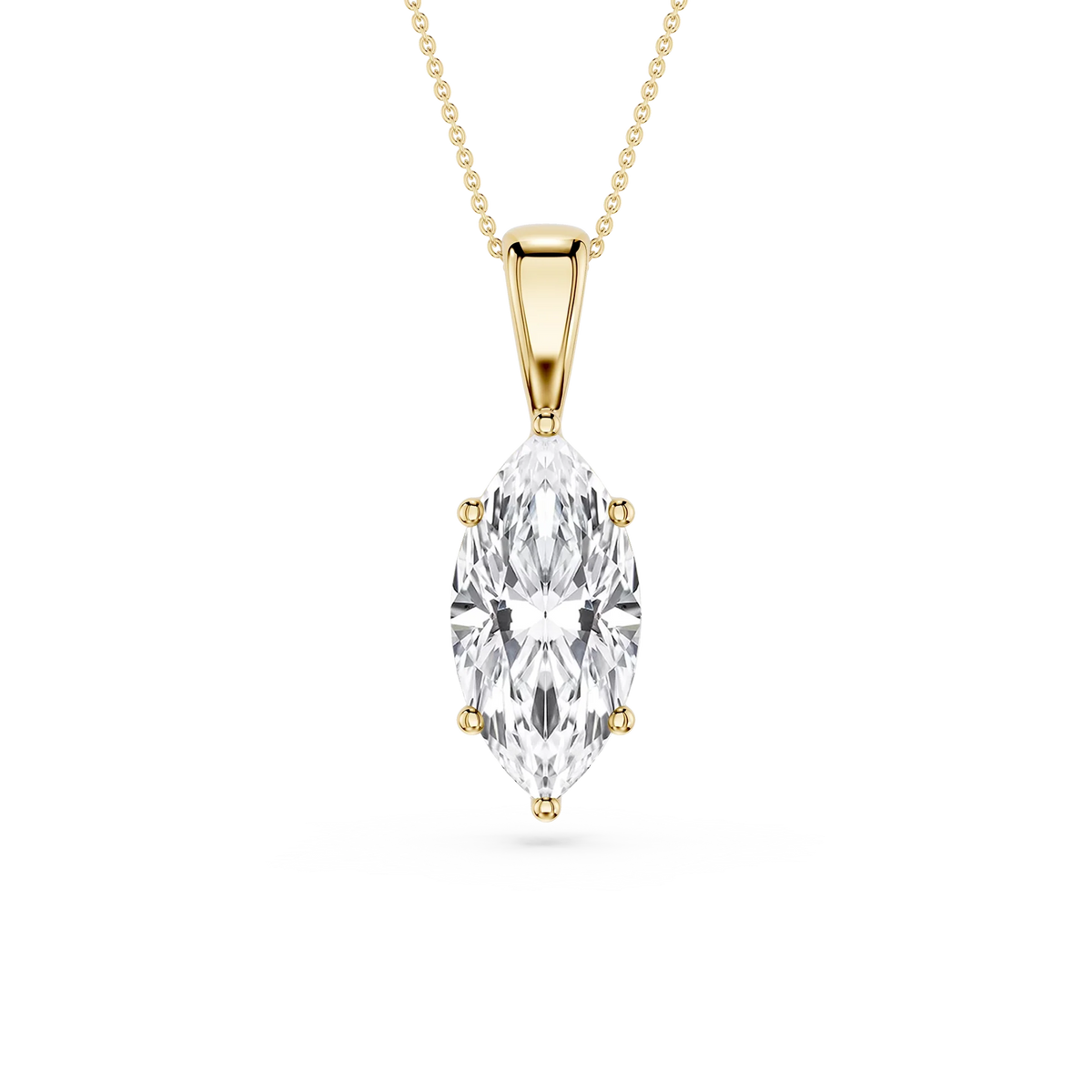 Marquise LGD 6-Prong Bail Solitaire Pendant - 16 to 18 Inches