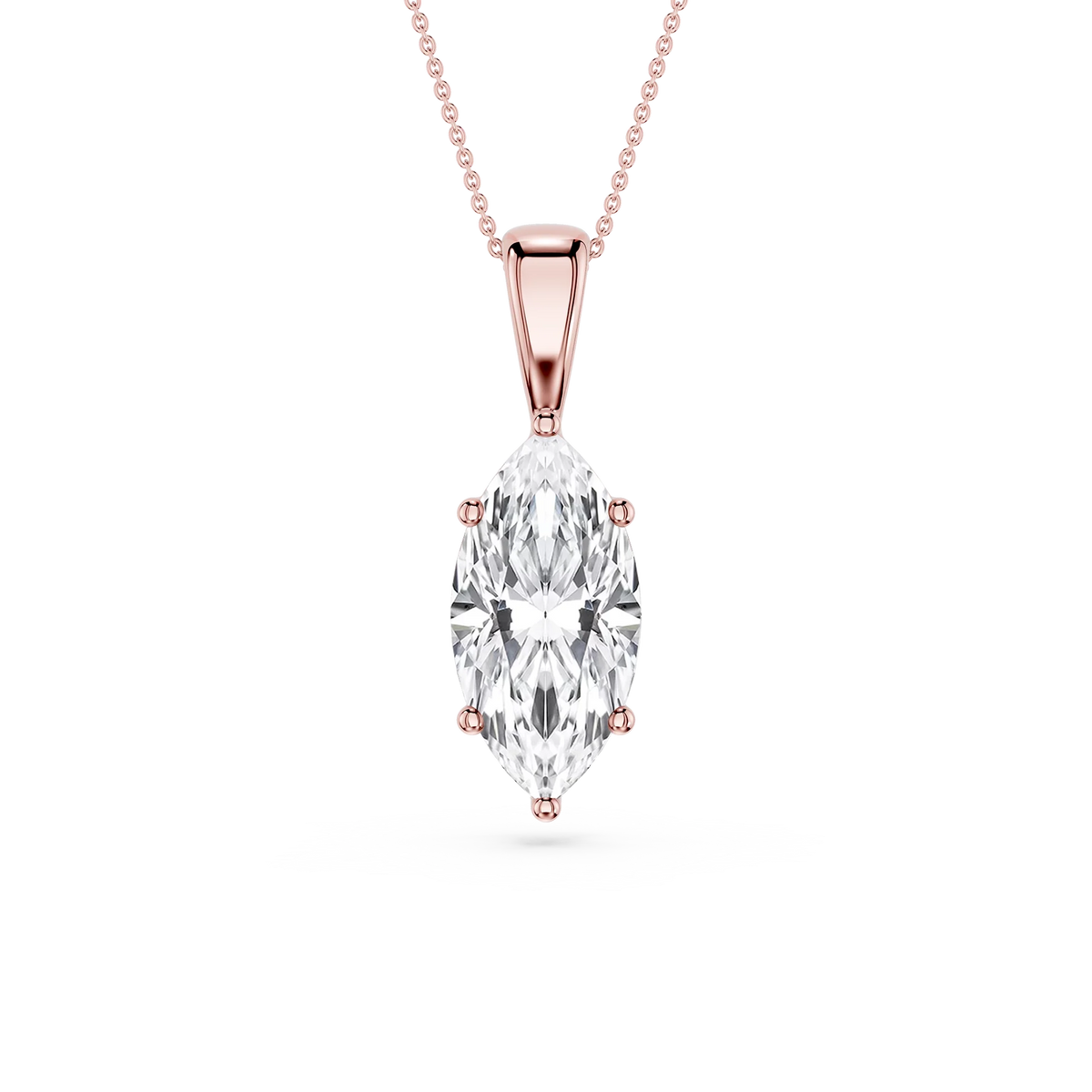 Marquise LGD 6-Prong Bail Solitaire Pendant - 16 to 18 Inches