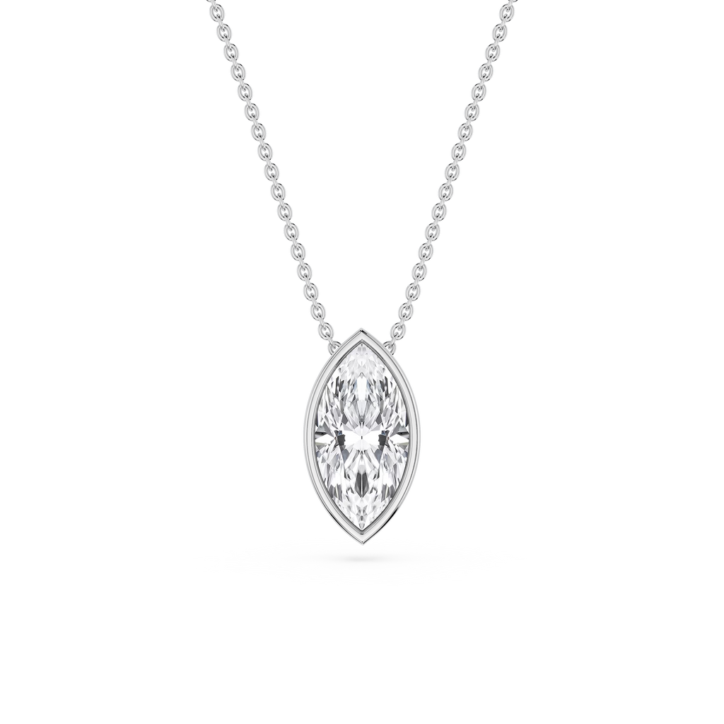 Marquise LGD Bezel Solitaire Slide Pendant - 16 to 18 Inches