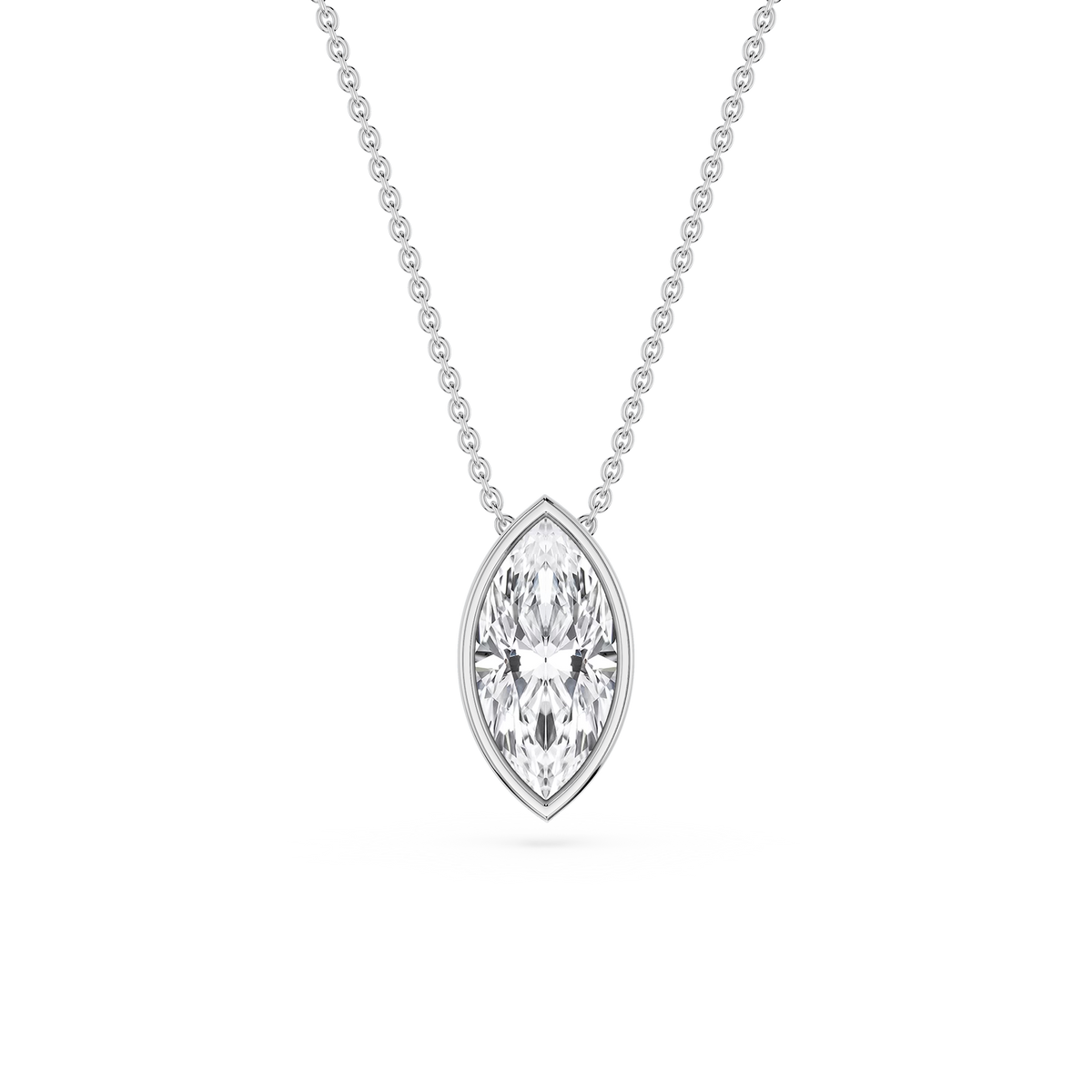 Marquise LGD Bezel Solitaire Slide Pendant - 16 to 18 Inches