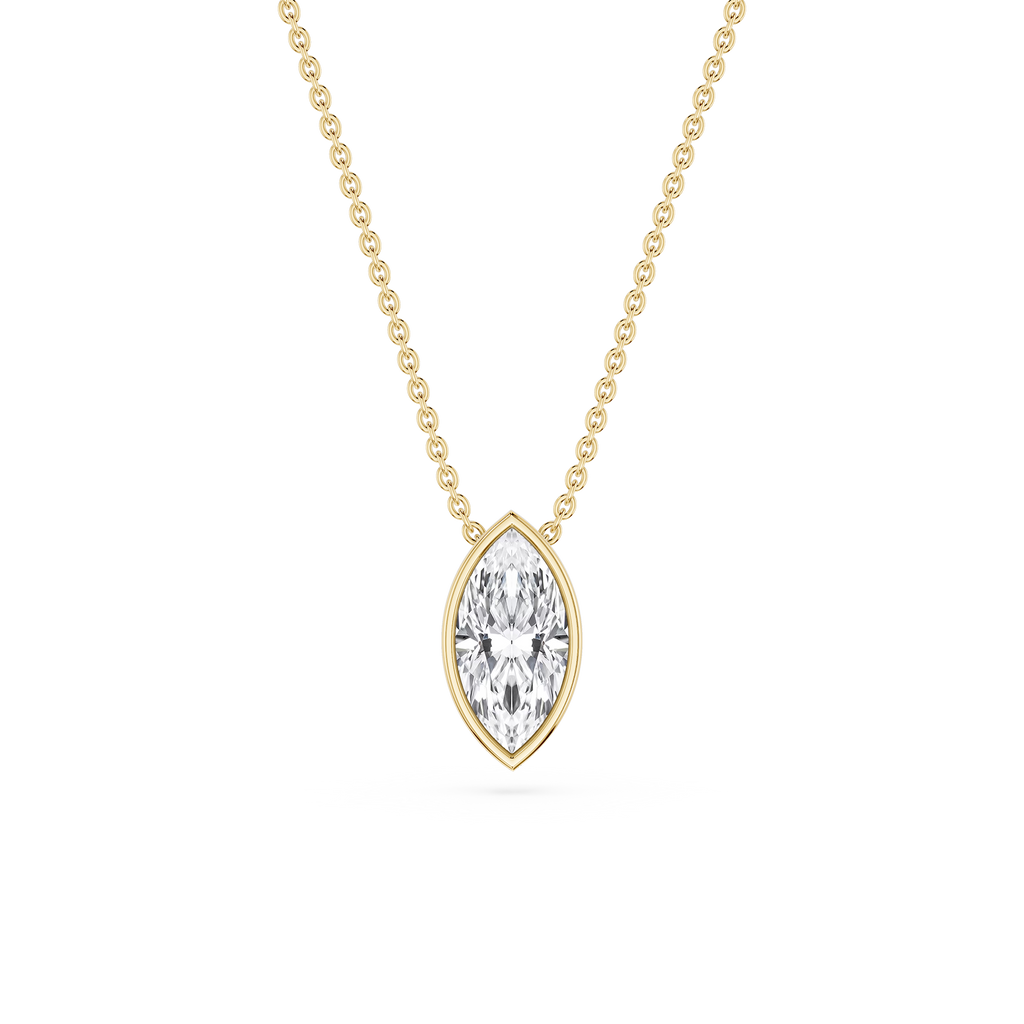 Marquise LGD Bezel Solitaire Slide Pendant - 16 to 18 Inches