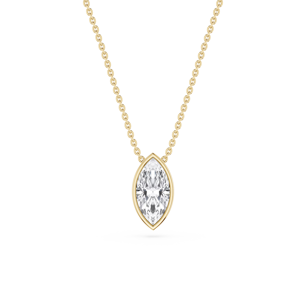 Marquise LGD Bezel Solitaire Slide Pendant - 16 to 18 Inches