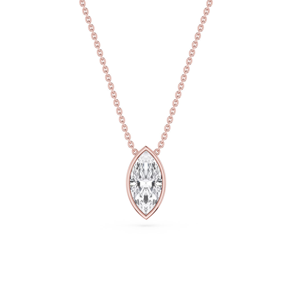 Marquise LGD Bezel Solitaire Slide Pendant - 16 to 18 Inches