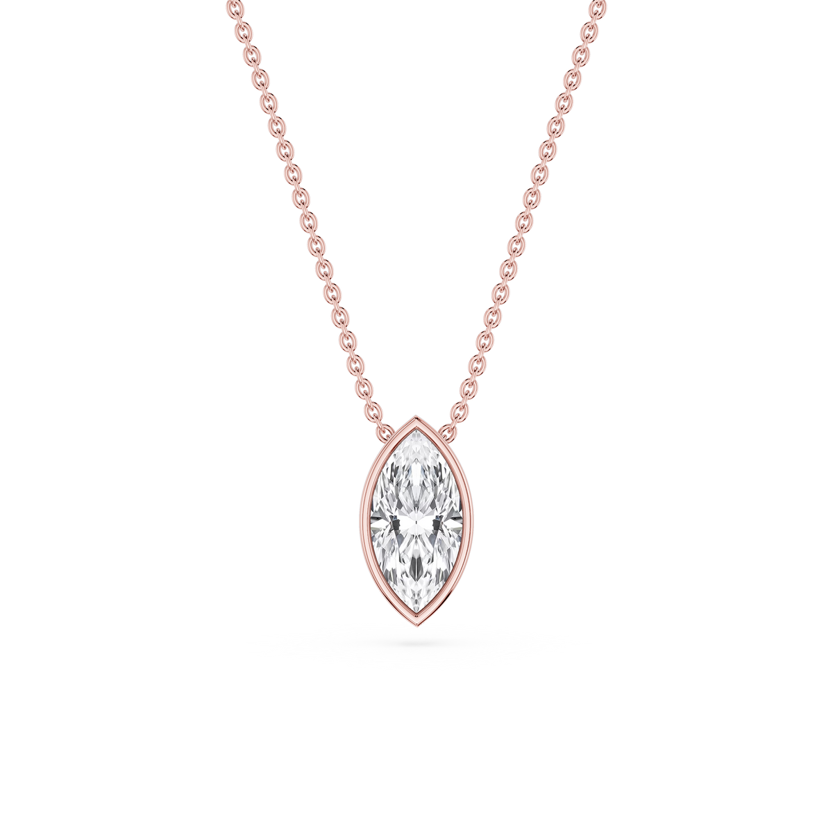 Marquise LGD Bezel Solitaire Slide Pendant - 16 to 18 Inches