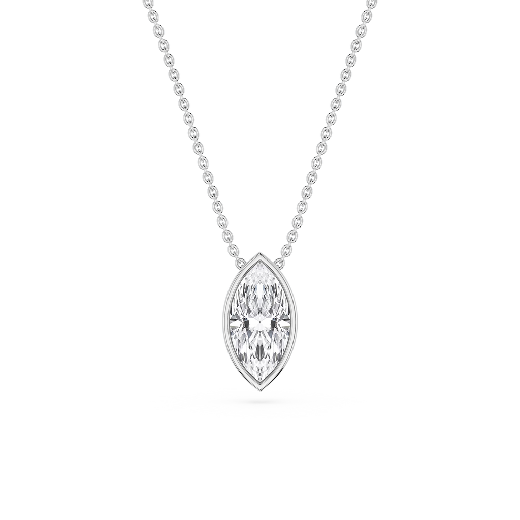 Marquise LGD Bezel Solitaire Slide Pendant - 16 to 18 Inches