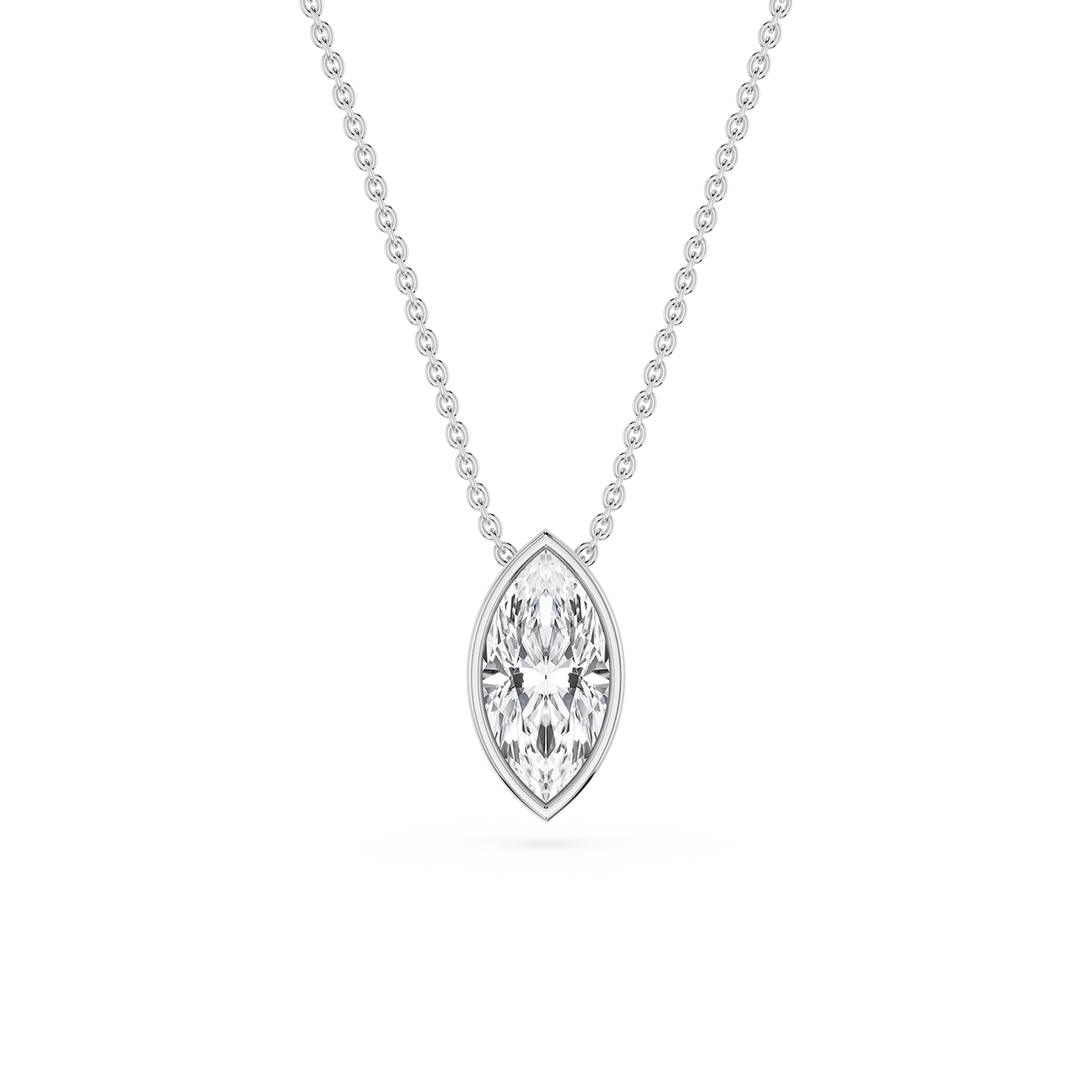 Marquise LGD Bezel Solitaire Slide Pendant - 16 to 18 Inches