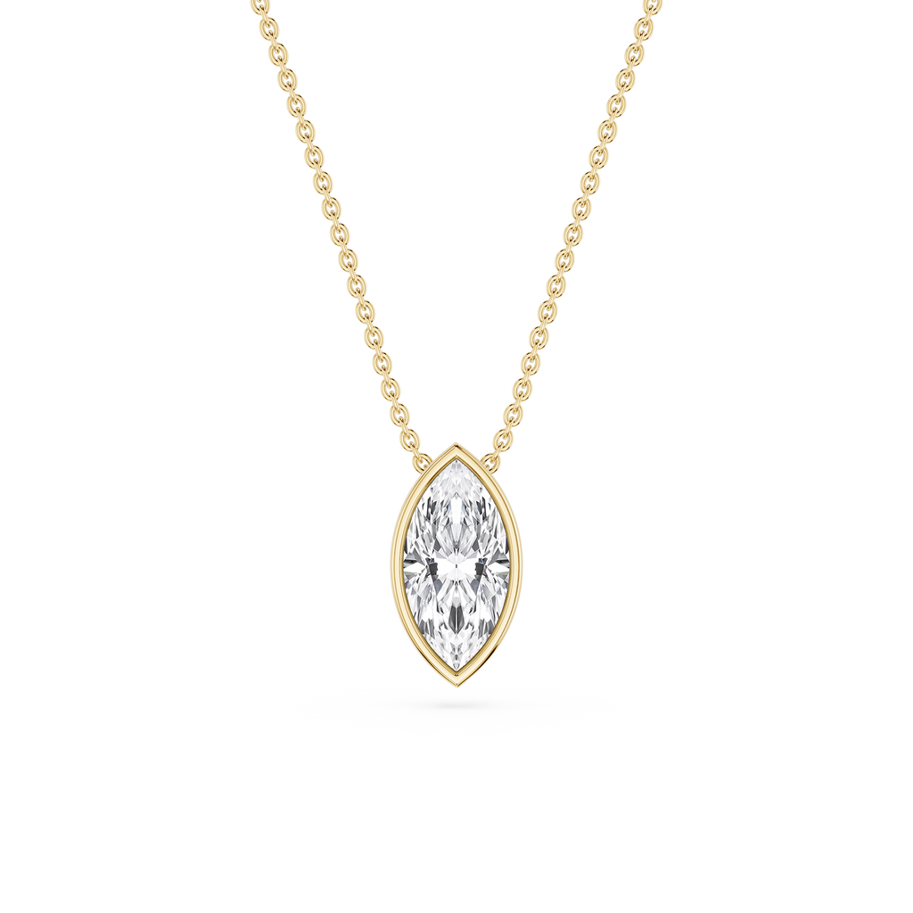 Marquise LGD Bezel Solitaire Slide Pendant - 16 to 18 Inches