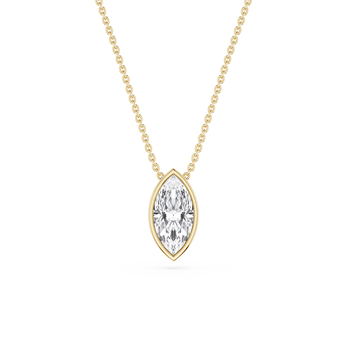 Marquise LGD Bezel Solitaire Slide Pendant - 16 to 18 Inches