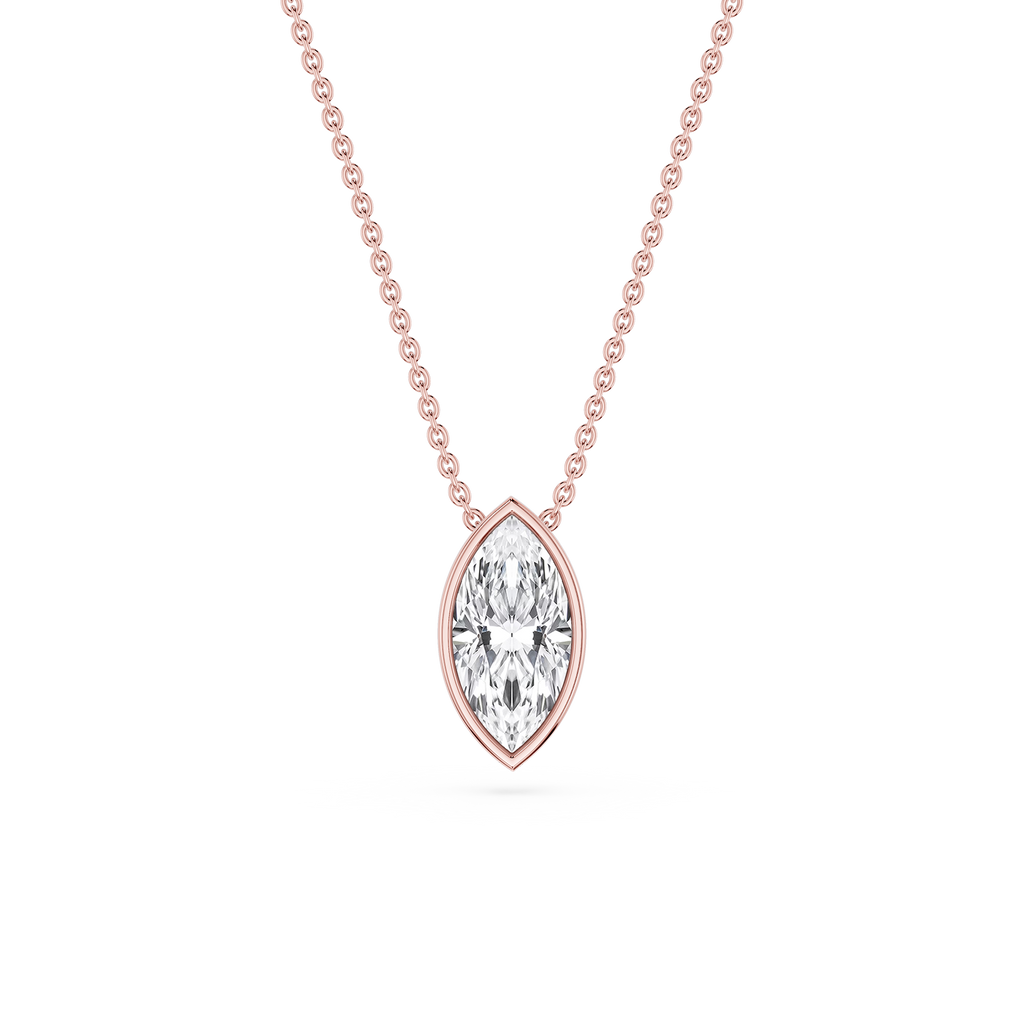 Marquise LGD Bezel Solitaire Slide Pendant - 16 to 18 Inches