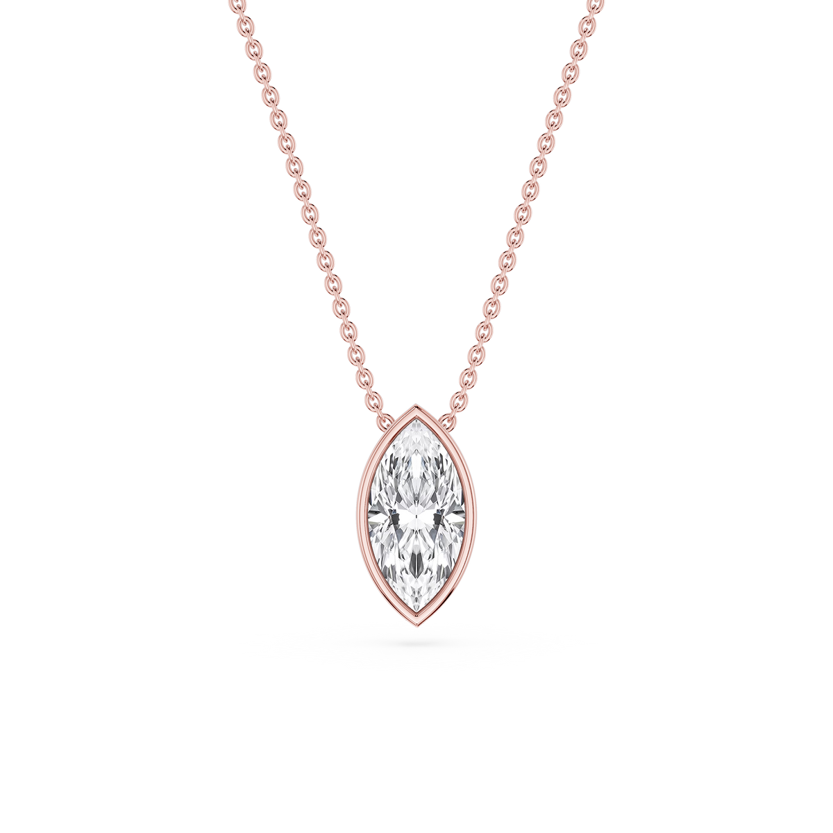 Marquise LGD Bezel Solitaire Slide Pendant - 16 to 18 Inches