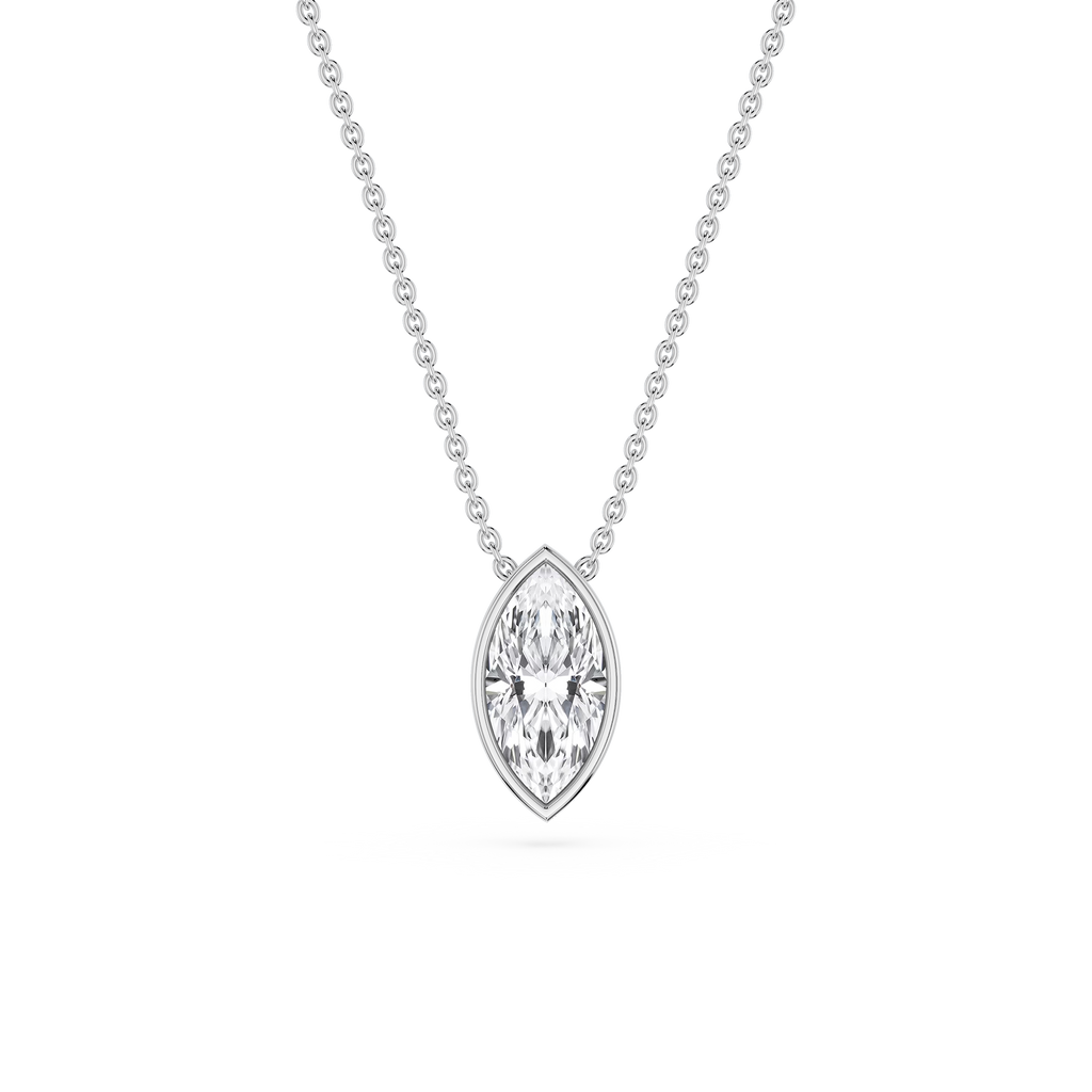 Marquise LGD Bezel Solitaire Slide Pendant - 16 to 18 Inches
