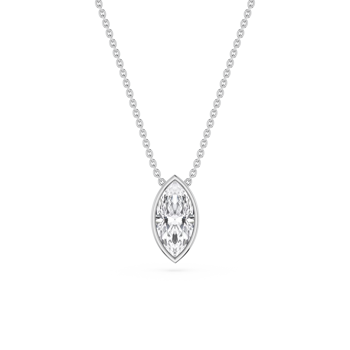 Marquise LGD Bezel Solitaire Slide Pendant - 16 to 18 Inches