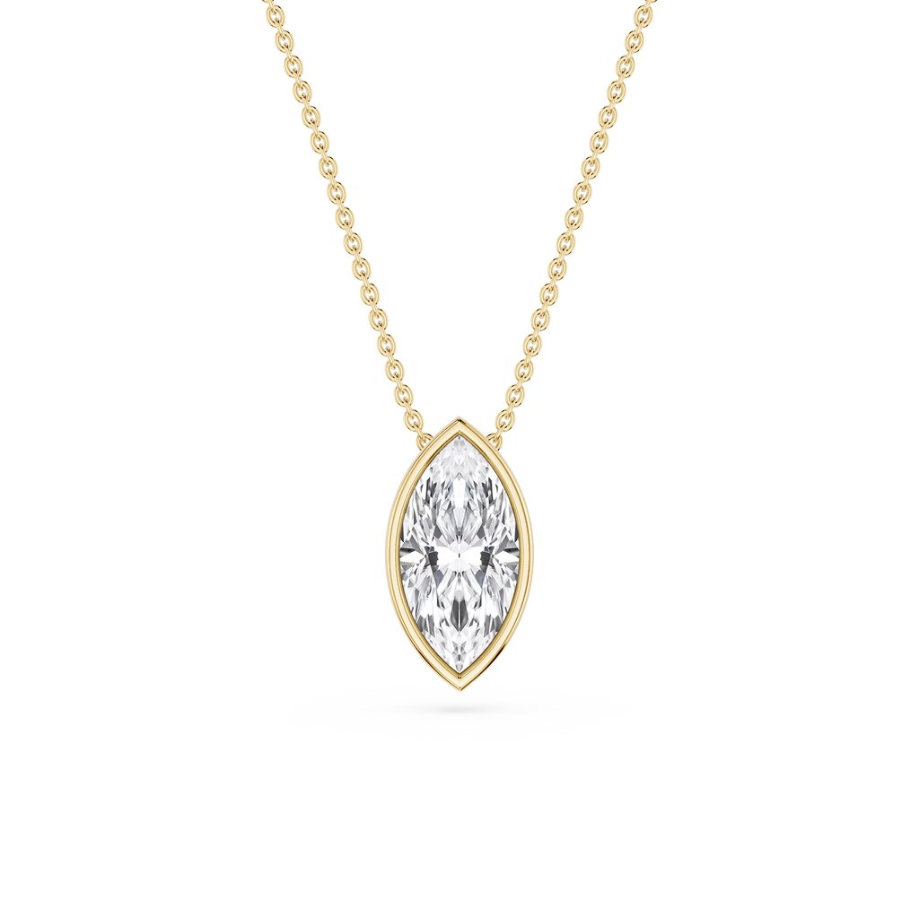 Marquise LGD Bezel Solitaire Slide Pendant - 16 to 18 Inches