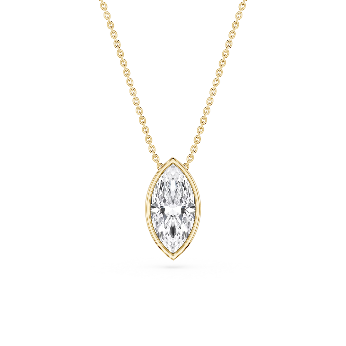 Marquise LGD Bezel Solitaire Slide Pendant - 16 to 18 Inches